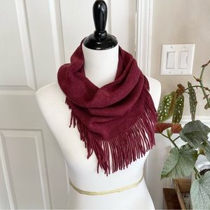 Burgundy Infinity Scarf with Fringe